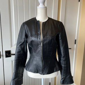 Faux Leather Tailored Blazer, Size 6